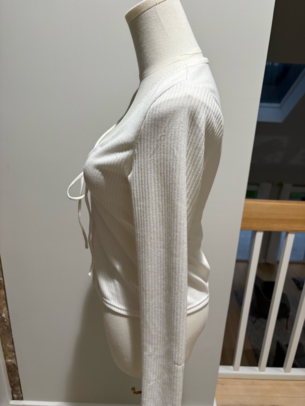 H&M Cream Ribbed Tie-Front Cardigan - Picture 4 of 6
